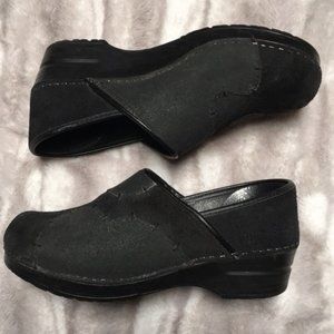 Dansko black suede patchwork clogs 39/9